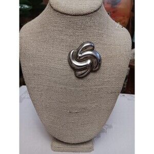 Sterling Silver Love Knot Swirl Modernist Brooch Pendant 2" artist signed